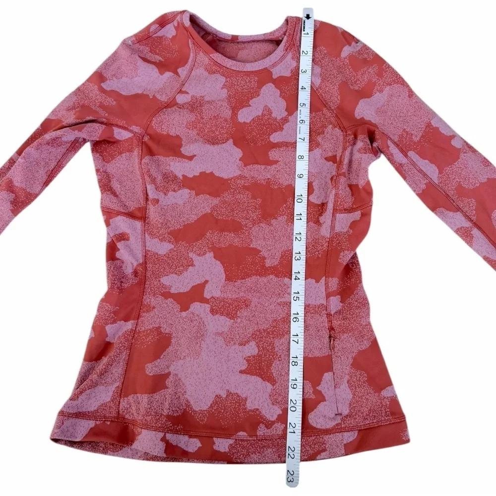 Lululemon Rulu Run Long Sleeve Shirt Heritage Speckle Camo Cranberry Size 4